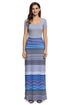 Sexy Gray Crisscross Back Muliticolor Maxi Dress